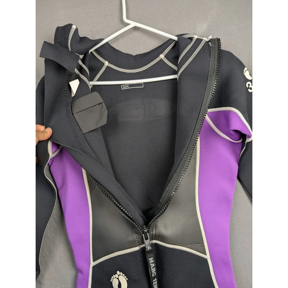 Hang‎ Ten Wetsuit Full Body Scuba Diving Surfing Suit Black Purple Large 3/2mm